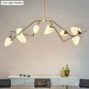 GobekUsa Modern Milk Glass Tree Branch Ceiling Suspension Lamp, Black/Gold Hanging Light Fixture - 5/8 Bulbs for Dining Room