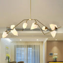 GobekUsa Modern Milk Glass Tree Branch Ceiling Suspension Lamp, Black/Gold Hanging Light Fixture - 5/8 Bulbs for Dining Room