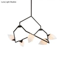 GobekUsa Modern Milk Glass Tree Branch Ceiling Suspension Lamp, Black/Gold Hanging Light Fixture - 5/8 Bulbs for Dining Room