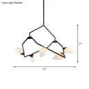 GobekUsa Modern Milk Glass Tree Branch Ceiling Suspension Lamp, Black/Gold Hanging Light Fixture - 5/8 Bulbs for Dining Room
