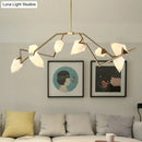 GobekUsa Modern Milk Glass Tree Branch Ceiling Suspension Lamp, Black/Gold Hanging Light Fixture - 5/8 Bulbs for Dining Room