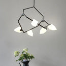 GobekUsa Modern Milk Glass Tree Branch Ceiling Suspension Lamp, Black/Gold Hanging Light Fixture - 5/8 Bulbs for Dining Room