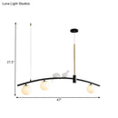 GobekUsa Modern Mini Milk Glass Island Lamp with Bird Decoration - 3-Head suspension pendant in Black-Brass