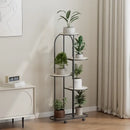 Modern gold 5 tier plant stand with wheels living room flower rack by Decorbites