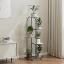 Modern gold 5 tier plant stand with wheels living room flower rack by Decorbites
