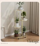 Modern gold 5 tier plant stand with wheels living room flower rack by Decorbites