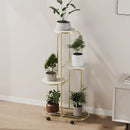 Modern gold 5 tier plant stand with wheels living room flower rack by Decorbites