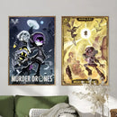 Modern murder drones gold & purple wall art bedroom framed posters by Decorbites