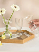 Modern nordic glass ribbed vase set living room decor by Decorbites