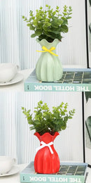 Modern ruffled pastel ceramic flower vase home decor living room by Decorbites