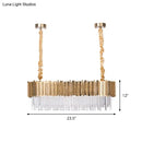 GobekUsa Modern Oblong Island Pendant Lamp with Crystal Rods in Gold - 6/8 Light, 23.5"/31.5" Wide