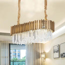 GobekUsa Modern Oblong Island Pendant Lamp with Crystal Rods in Gold - 6/8 Light, 23.5"/31.5" Wide