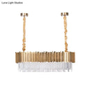 GobekUsa Modern Oblong Island Pendant Lamp with Crystal Rods in Gold - 6/8 Light, 23.5"/31.5" Wide