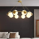 GobekUsa Modern Opal Glass Ball Chandelier - 8-Head Brass Hanging Ceiling Lamp with Elegant Ring Design