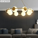 GobekUsa Modern Opal Glass Ball Chandelier - 8-Head Brass Hanging Ceiling Lamp with Elegant Ring Design