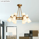 GobekUsa Modern Opal Glass Chandelier - Wide Flare, 16 Bulbs - Black/Gold Pendant Light Fixture
