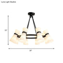 GobekUsa Modern Opal Glass Chandelier - Wide Flare, 16 Bulbs - Black/Gold Pendant Light Fixture