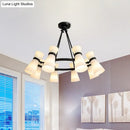 GobekUsa Modern Opal Glass Chandelier - Wide Flare, 16 Bulbs - Black/Gold Pendant Light Fixture