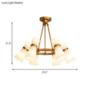 GobekUsa Modern Opal Glass Chandelier - Wide Flare, 16 Bulbs - Black/Gold Pendant Light Fixture