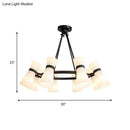 GobekUsa Modern Opal Glass Chandelier - Wide Flare, 16 Bulbs - Black/Gold Pendant Light Fixture