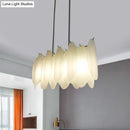 GobekUsa Modern Oval Panel Pendant Light - Milk Glass - 4-Light - Gold Finish