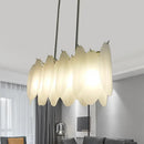 GobekUsa Modern Oval Panel Pendant Light - Milk Glass - 4-Light - Gold Finish