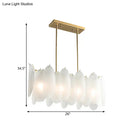 GobekUsa Modern Oval Panel Pendant Light - Milk Glass - 4-Light - Gold Finish