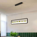 GobekUsa Modern Rectangular Acrylic Island Chandelier - LED Dining Room Ceiling Light (27.5"/39" Long) - Black/White