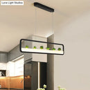 GobekUsa Modern Rectangular Acrylic Island Chandelier - LED Dining Room Ceiling Light (27.5"/39" Long) - Black/White