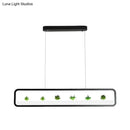 GobekUsa Modern Rectangular Acrylic Island Chandelier - LED Dining Room Ceiling Light (27.5"/39" Long) - Black/White