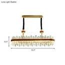 GobekUsa Modern Red LED Island Hanging Light with Crystal Block Detail - Rectangular Leather Ceiling Suspension Lamp