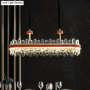 GobekUsa Modern Red LED Island Hanging Light with Crystal Block Detail - Rectangular Leather Ceiling Suspension Lamp