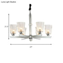GobekUsa Modern Ribbed Glass Chandelier Pendant - Chrome Finish, 6 Lights for Living Room Ceiling