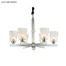 GobekUsa Modern Ribbed Glass Chandelier Pendant - Chrome Finish, 6 Lights for Living Room Ceiling