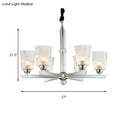 GobekUsa Modern Ribbed Glass Chandelier Pendant - Chrome Finish, 6 Lights for Living Room Ceiling