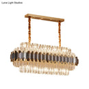 GobekUsa Modern Silver and Gold Island Lighting: Crystal Prisms Pendant - 10 Bulbs - Oval Shape - Ideal for Dining Table