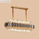 GobekUsa Modern Silver and Gold Island Lighting: Crystal Prisms Pendant - 10 Bulbs - Oval Shape - Ideal for Dining Table