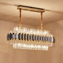GobekUsa Modern Silver and Gold Island Lighting: Crystal Prisms Pendant - 10 Bulbs - Oval Shape - Ideal for Dining Table