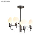 GobekUsa Modern Silver Gray Oval Semi Flush Mount Ceiling Light with Opal Glass for Bedroom