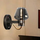 GobekUsa Modern Smoked Glass Mushroom Sconce Light for Bedroom - Black One-Light Lighting Fixture