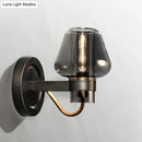 GobekUsa Modern Smoked Glass Mushroom Sconce Light for Bedroom - Black One-Light Lighting Fixture