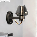 GobekUsa Modern Smoked Glass Mushroom Sconce Light for Bedroom - Black One-Light Lighting Fixture