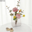 GobekUsa Modern Transparent Square Vase for Flowers