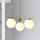 GobekUsa Modern White Frosted Glass Globe Chandelier - 3-Light Gold Ceiling Pendant Lamp for Bedrooms