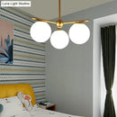 GobekUsa Modern White Frosted Glass Globe Chandelier - 3-Light Gold Ceiling Pendant Lamp for Bedrooms