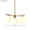 GobekUsa Modern White Frosted Glass Globe Chandelier - 3-Light Gold Ceiling Pendant Lamp for Bedrooms