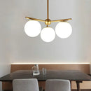 GobekUsa Modern White Frosted Glass Globe Chandelier - 3-Light Gold Ceiling Pendant Lamp for Bedrooms