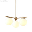 GobekUsa Modern White Frosted Glass Globe Chandelier - 3-Light Gold Ceiling Pendant Lamp for Bedrooms