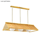GobekUsa Modern Wood Bamboo Ceiling Light with Cream Glass Shade