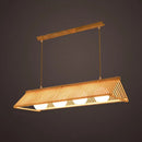 GobekUsa Modern Wood Bamboo Ceiling Light with Cream Glass Shade